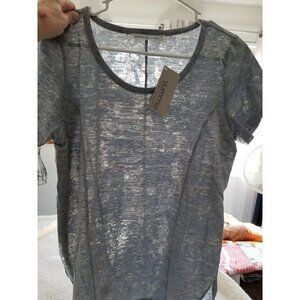 Yummie by Heather Thomson Jersey Burnout Tee w/Side Vents Lt Blue Women's Size L